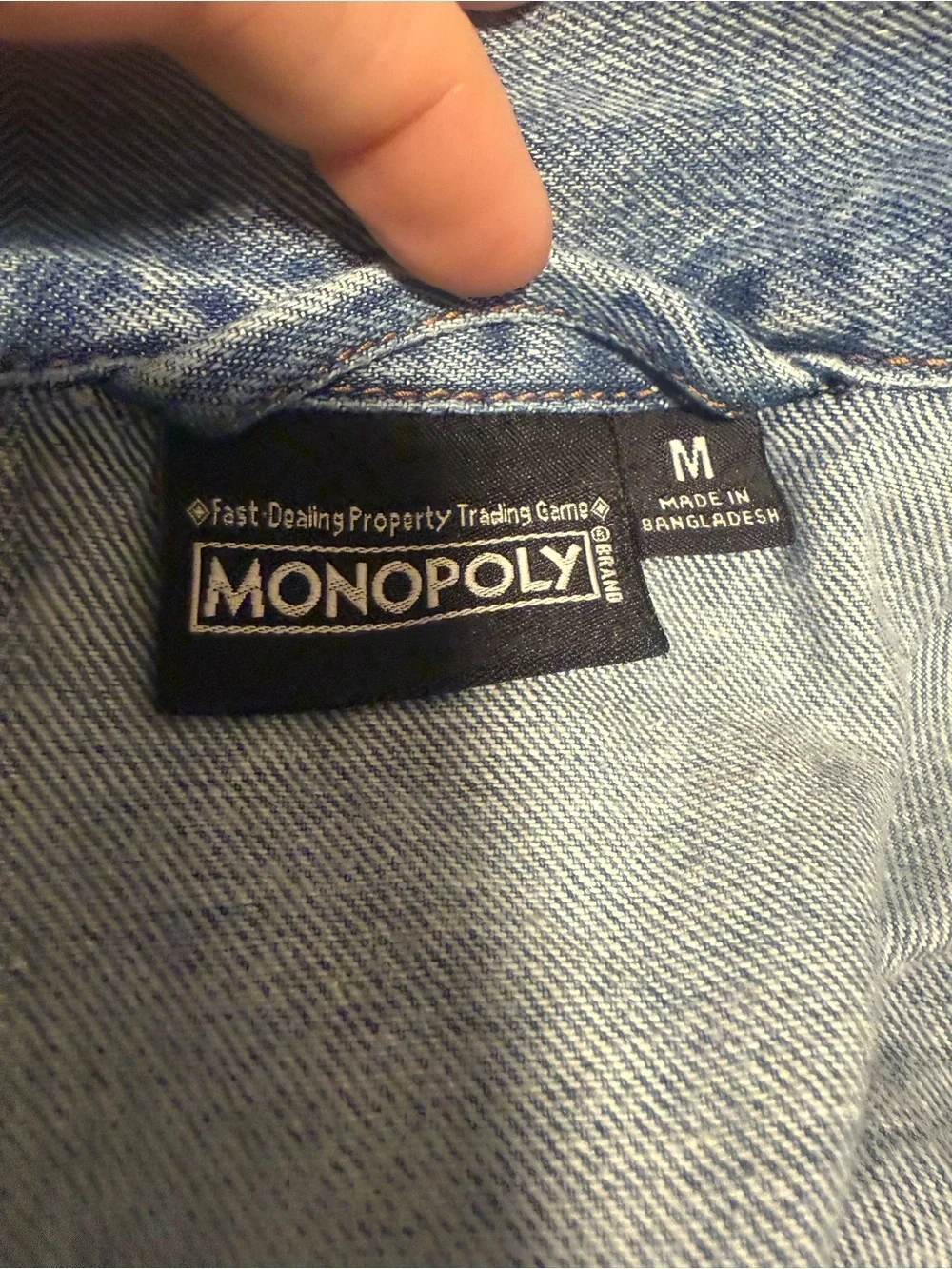 Monopoly Denim Jacket Medium Graffiti Money Graphic Jean Jacket Streetwear